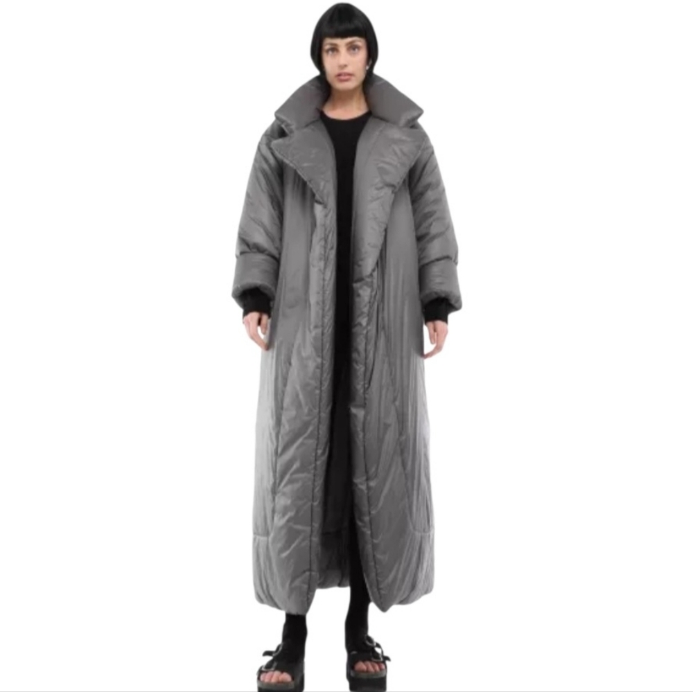 Sz XS/S Norma Kamali Grey Sleeping Bag Coat